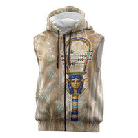 Hathor Sleeveless Zip Hoodie with Sacred Cow Head Egyptian Fertility Symbolism