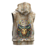 Hathor Sleeveless Zip Hoodie with Sacred Cow Head Egyptian Fertility Symbolism