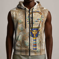 Hathor Sleeveless Zip Hoodie with Sacred Cow Head Egyptian Fertility Symbolism