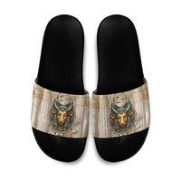 Hathor Slide Sandals with Sacred Cow Head Egyptian Fertility Symbolism