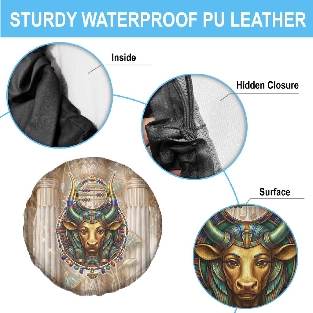 Hathor Spare Tire Cover with Sacred Cow Head Egyptian Fertility Symbolism