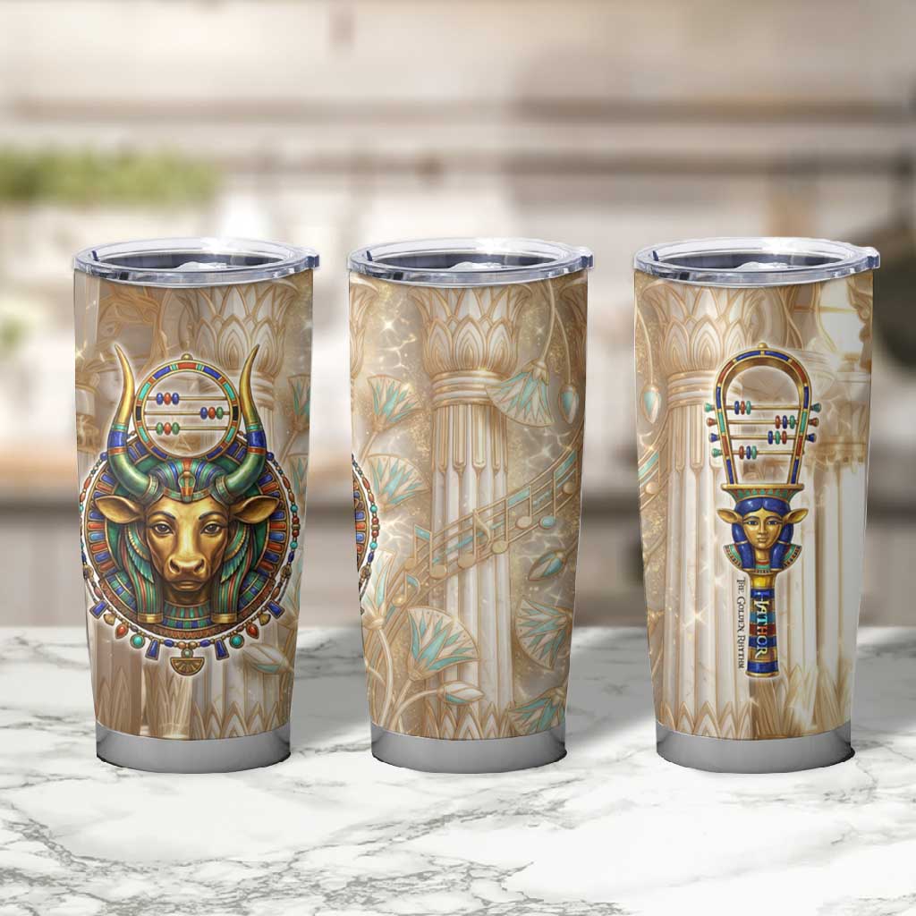 Hathor Tumbler Cup with Sacred Cow Head Egyptian Fertility Symbolism