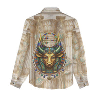 Hathor Women Casual Shirt with Sacred Cow Head Egyptian Fertility Symbolism