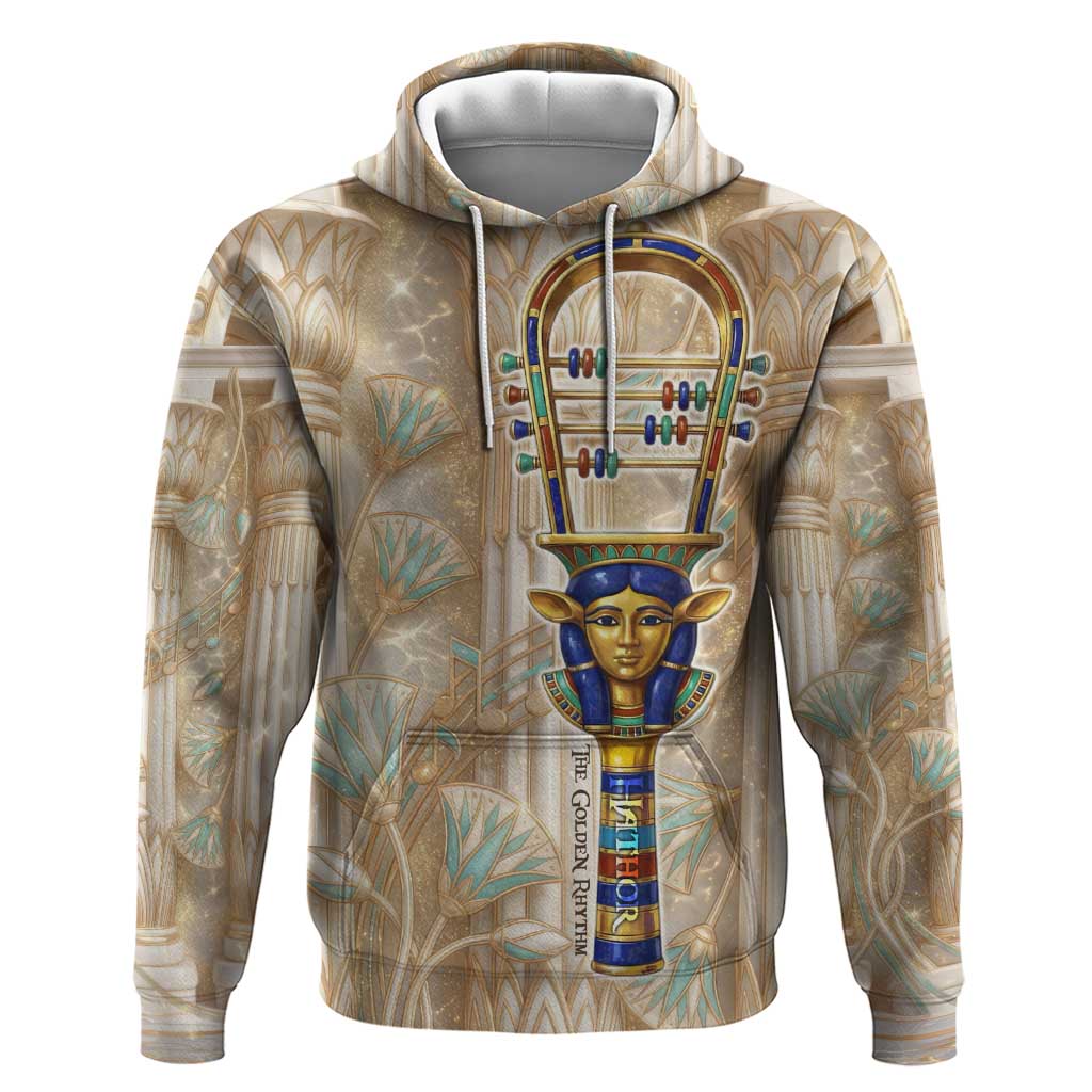 Hathor Zip Hoodie with Sacred Cow Head Egyptian Fertility Symbolism