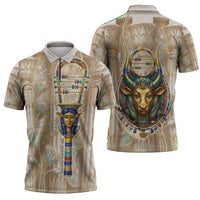 Hathor Zipper Polo Shirt with Sacred Cow Head Egyptian Fertility Symbolism