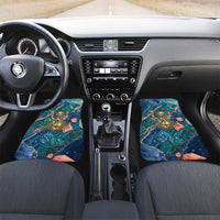 Hathor Golden Sacred Heart Egyptian Car Mats with Gemstone Pattern in Turquoise Theme