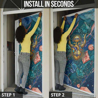 Hathor Golden Sacred Heart Egyptian Door Cover with Gemstone Pattern in Turquoise Theme