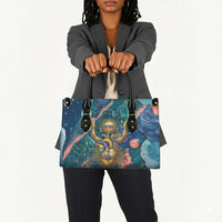 Hathor Golden Sacred Heart Egyptian Leather Bag with Gemstone Pattern in Turquoise Theme