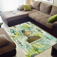 Heqet Nile Ankh Symbol Area Rug Egyptian Lotus Motif in Watercolor Life Theme
