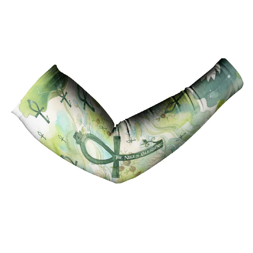 Heqet Nile Ankh Symbol Arm Sleeves Egyptian Lotus Motif in Watercolor Life Theme