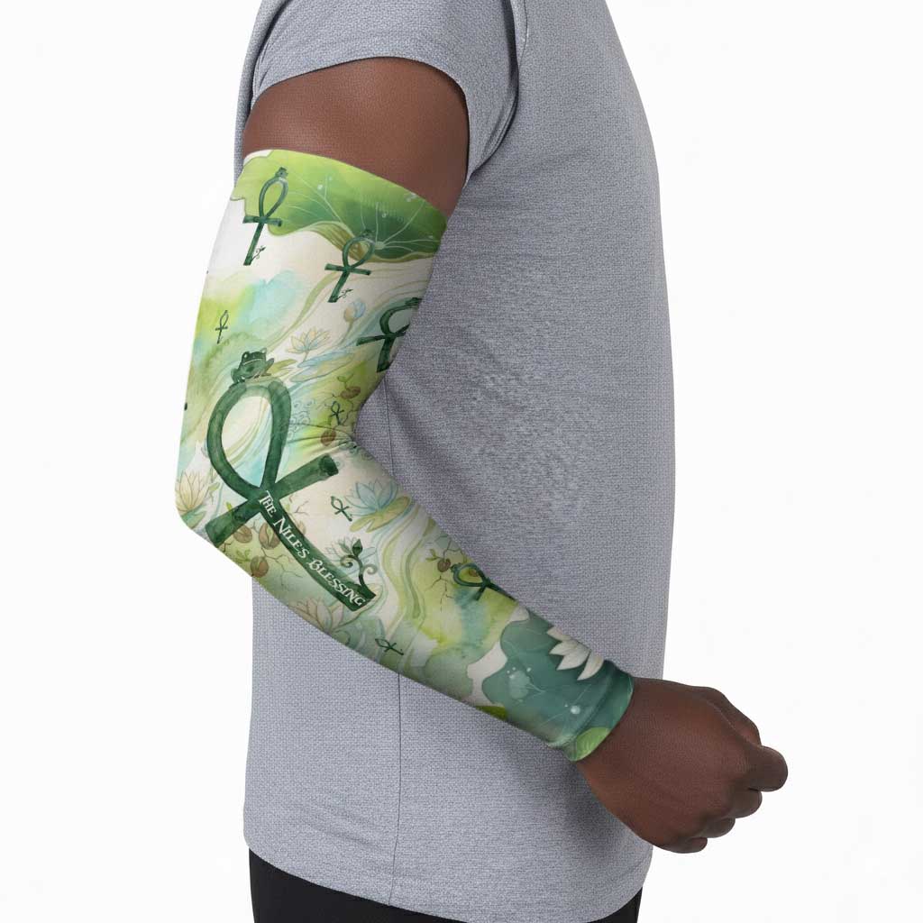 Heqet Nile Ankh Symbol Arm Sleeves Egyptian Lotus Motif in Watercolor Life Theme