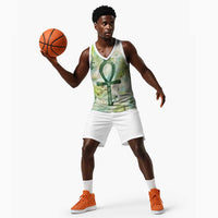 Heqet Nile Ankh Symbol Basketball Jersey Egyptian Lotus Motif in Watercolor Life Theme