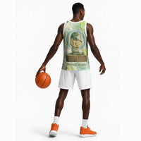 Heqet Nile Ankh Symbol Basketball Jersey Egyptian Lotus Motif in Watercolor Life Theme