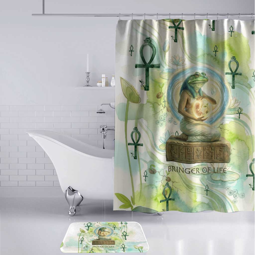 Heqet Nile Ankh Symbol Bathroom Set Egyptian Lotus Motif in Watercolor Life Theme
