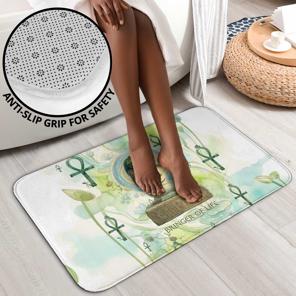 Heqet Nile Ankh Symbol Bathroom Set Egyptian Lotus Motif in Watercolor Life Theme