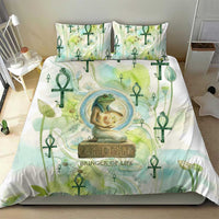 Heqet Nile Ankh Symbol Bedding Set Egyptian Lotus Motif in Watercolor Life Theme