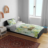 Heqet Nile Ankh Symbol Bedding Set Egyptian Lotus Motif in Watercolor Life Theme