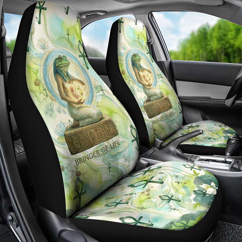 Heqet Nile Ankh Symbol Car Seat Cover Egyptian Lotus Motif in Watercolor Life Theme