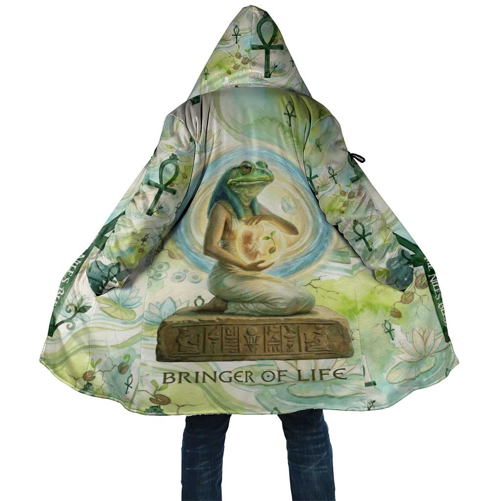 Heqet Nile Ankh Symbol Cloak Egyptian Lotus Motif in Watercolor Life Theme