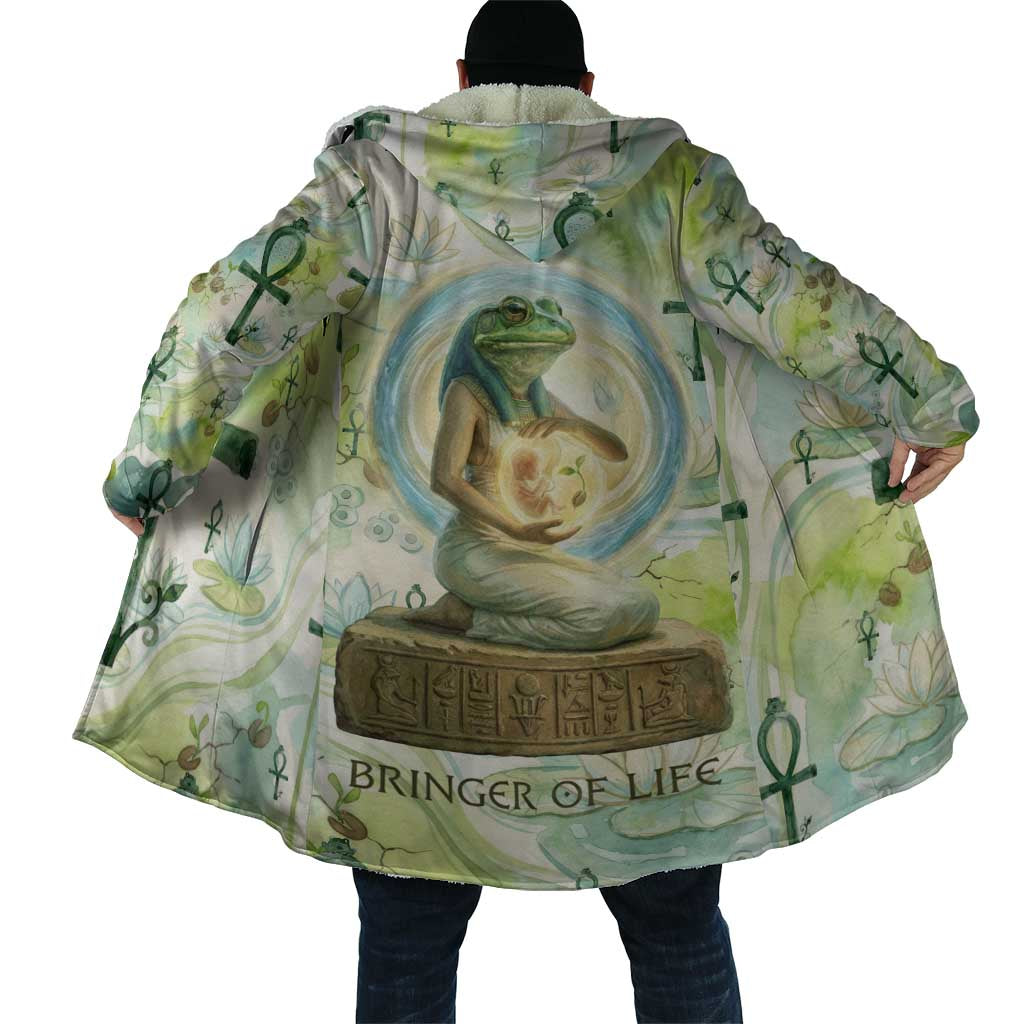 Heqet Nile Ankh Symbol Cloak Egyptian Lotus Motif in Watercolor Life Theme