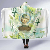 Heqet Nile Ankh Symbol Hooded Blanket Egyptian Lotus Motif in Watercolor Life Theme