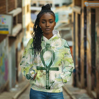 Heqet Nile Ankh Symbol Hoodie Egyptian Lotus Motif in Watercolor Life Theme