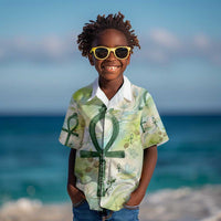 Heqet Nile Ankh Symbol Kid Hawaiian Shirt Egyptian Lotus Motif in Watercolor Life Theme