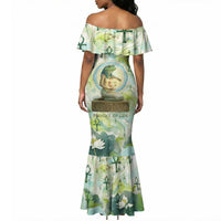 Heqet Nile Ankh Symbol Mermaid Dress Egyptian Lotus Motif in Watercolor Life Theme