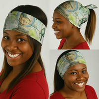 Heqet Nile Ankh Symbol Neck Gaiter Egyptian Lotus Motif in Watercolor Life Theme