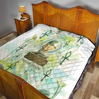 Heqet Nile Ankh Symbol Quilt Egyptian Lotus Motif in Watercolor Life Theme
