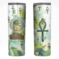 Heqet Nile Ankh Symbol Skinny Tumbler Egyptian Lotus Motif in Watercolor Life Theme