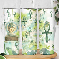 Heqet Nile Ankh Symbol Skinny Tumbler Egyptian Lotus Motif in Watercolor Life Theme
