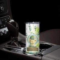 Heqet Nile Ankh Symbol Skinny Tumbler Egyptian Lotus Motif in Watercolor Life Theme