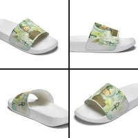 Heqet Nile Ankh Symbol Slide Sandals Egyptian Lotus Motif in Watercolor Life Theme