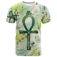 Heqet Nile Ankh Symbol T shirt Egyptian Lotus Motif in Watercolor Life Theme