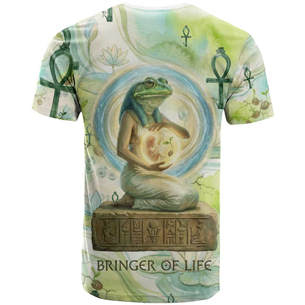 Heqet Nile Ankh Symbol T shirt Egyptian Lotus Motif in Watercolor Life Theme