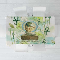 Heqet Nile Ankh Symbol Tablecloth Egyptian Lotus Motif in Watercolor Life Theme