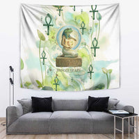 Heqet Nile Ankh Symbol Tapestry Egyptian Lotus Motif in Watercolor Life Theme