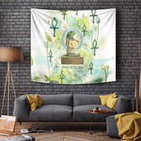 Heqet Nile Ankh Symbol Tapestry Egyptian Lotus Motif in Watercolor Life Theme