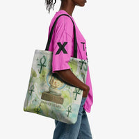 Heqet Nile Ankh Symbol Tote Bag Egyptian Lotus Motif in Watercolor Life Theme
