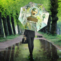 Heqet Nile Ankh Symbol Umbrella Egyptian Lotus Motif in Watercolor Life Theme