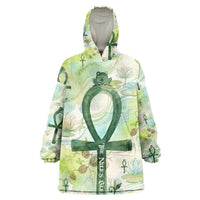 Heqet Nile Ankh Symbol Wearable Blanket Hoodie Egyptian Lotus Motif in Watercolor Life Theme