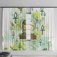 Heqet Nile Ankh Symbol Window Curtain Egyptian Lotus Motif in Watercolor Life Theme
