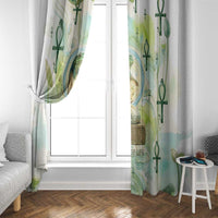 Heqet Nile Ankh Symbol Window Curtain Egyptian Lotus Motif in Watercolor Life Theme