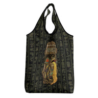 Heqet Ornate Frog Egyptian Grocery Bag with Hieroglyphic Backdrop in Creation Theme