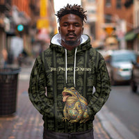 Heqet Ornate Frog Egyptian Hoodie with Hieroglyphic Backdrop in Creation Theme