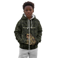Heqet Ornate Frog Egyptian Kid Hoodie with Hieroglyphic Backdrop in Creation Theme