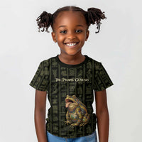 Heqet Ornate Frog Egyptian Kid T shirt with Hieroglyphic Backdrop in Creation Theme