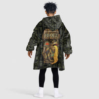 Heqet Ornate Frog Egyptian Kid Wearable Blanket Hoodie with Hieroglyphic Backdrop in Creation Theme