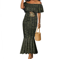 Heqet Ornate Frog Egyptian Mermaid Dress with Hieroglyphic Backdrop in Creation Theme